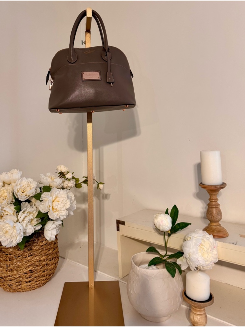 Mario Valentino Brown Dome Satchel Handbag